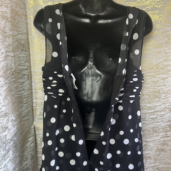 Vintage🧚♀️ Bellissima Black/White Y2K Polka Dot Bodydoll Blouse Size 12 - Picture 13 of 17